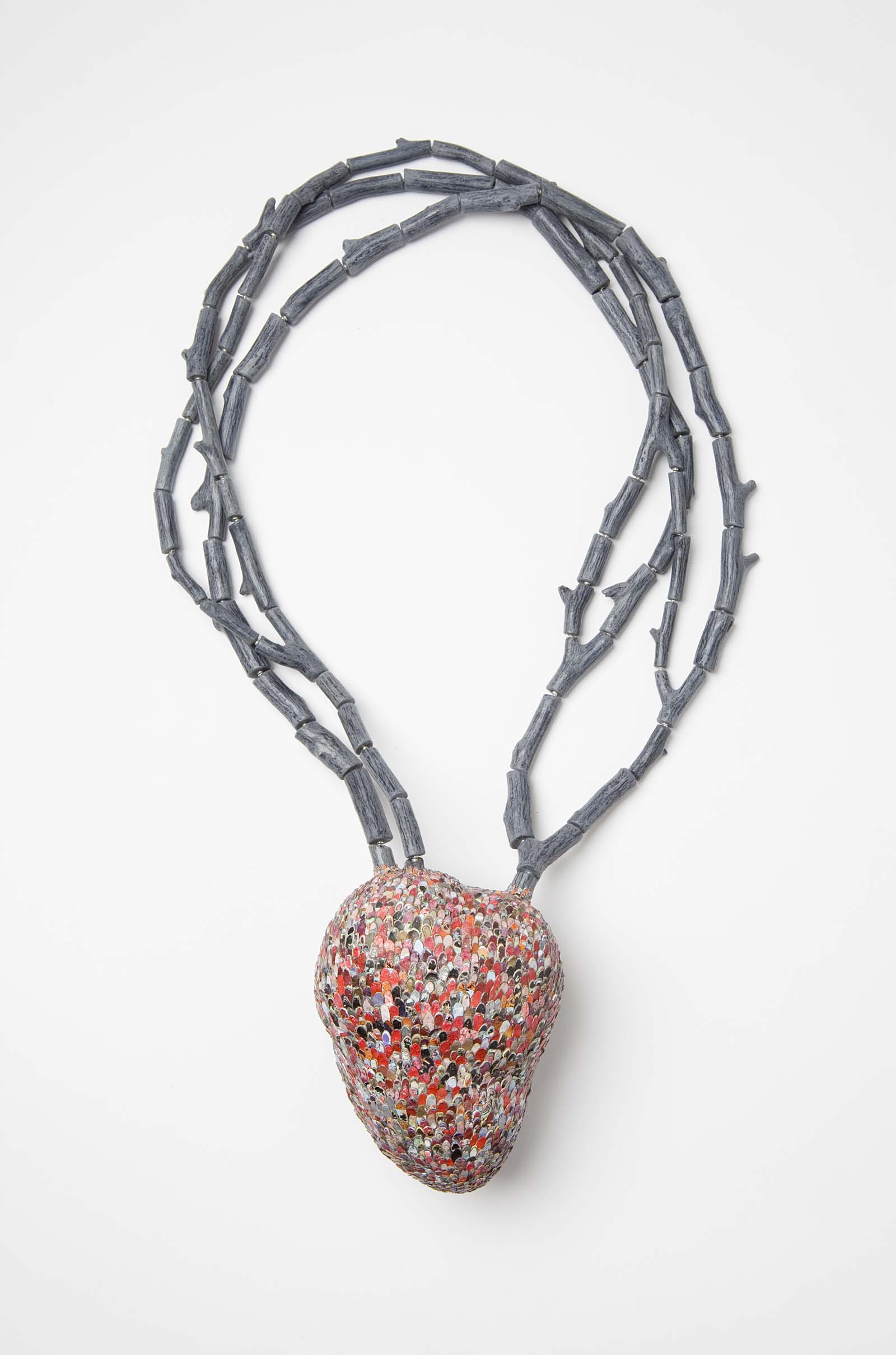 "Heart Tree" I Necklace, 2014 I Graffiti, wood, silver, steel wire, paint  I Photo: Mirei Takeuchi