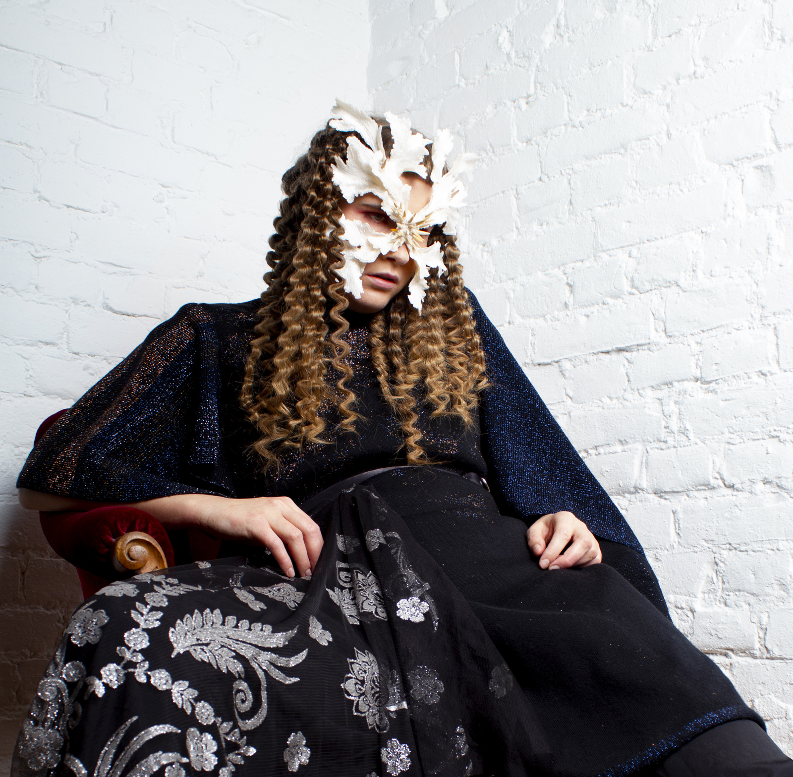 Synne Sanden wearing "The Lonely Beast III" mask I Photo by Ellinor Egeberg I Hair by Malin Wallin I Dress by Tonje Plur